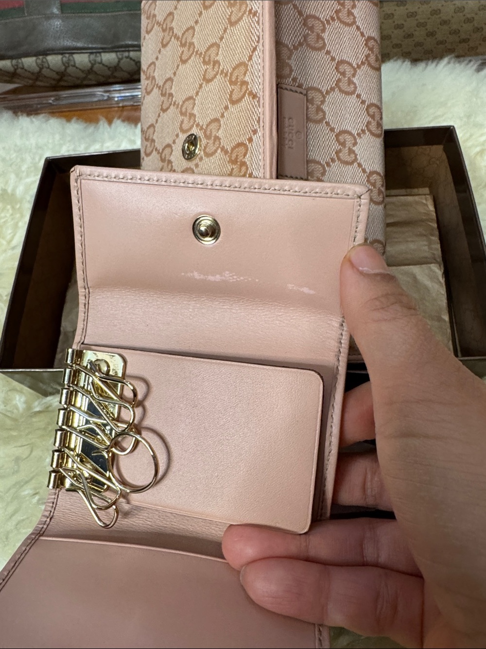 Gucci Blush Pink GG Monogram Wallet and Card Case Set - Picture 3 of 4